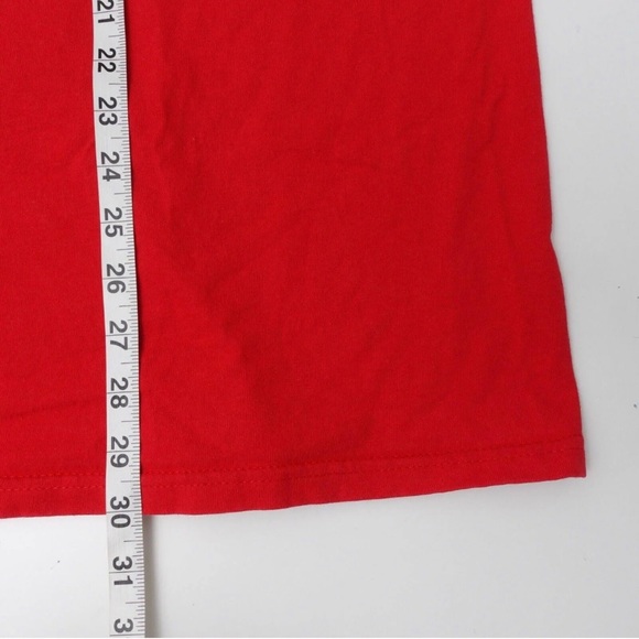 Vintage 90s Hanes Heavyweight Red on Red Puff Print Logo Promo Tee Red XL - Picture 9 of 11